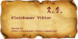 Kleinbauer Viktor névjegykártya